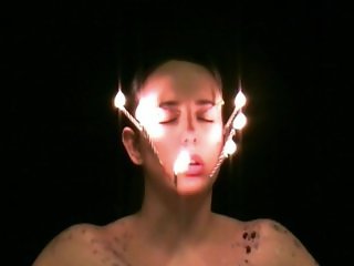 Facial needle torture and hard piercing bdsm a candle wax burned submissive